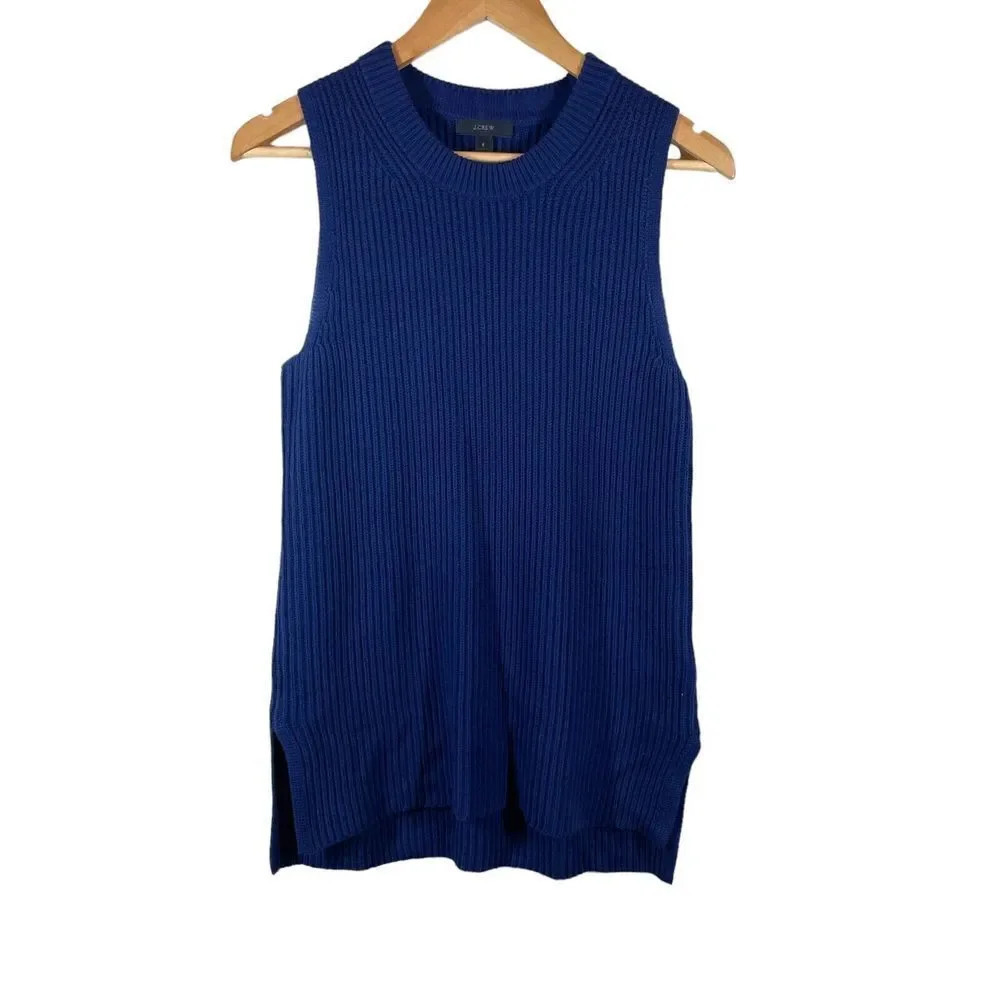 J. Crew Women's Sleeveless Tunic Sweater Size S F4132 Dark Blue Knit‎ Crew Neck
